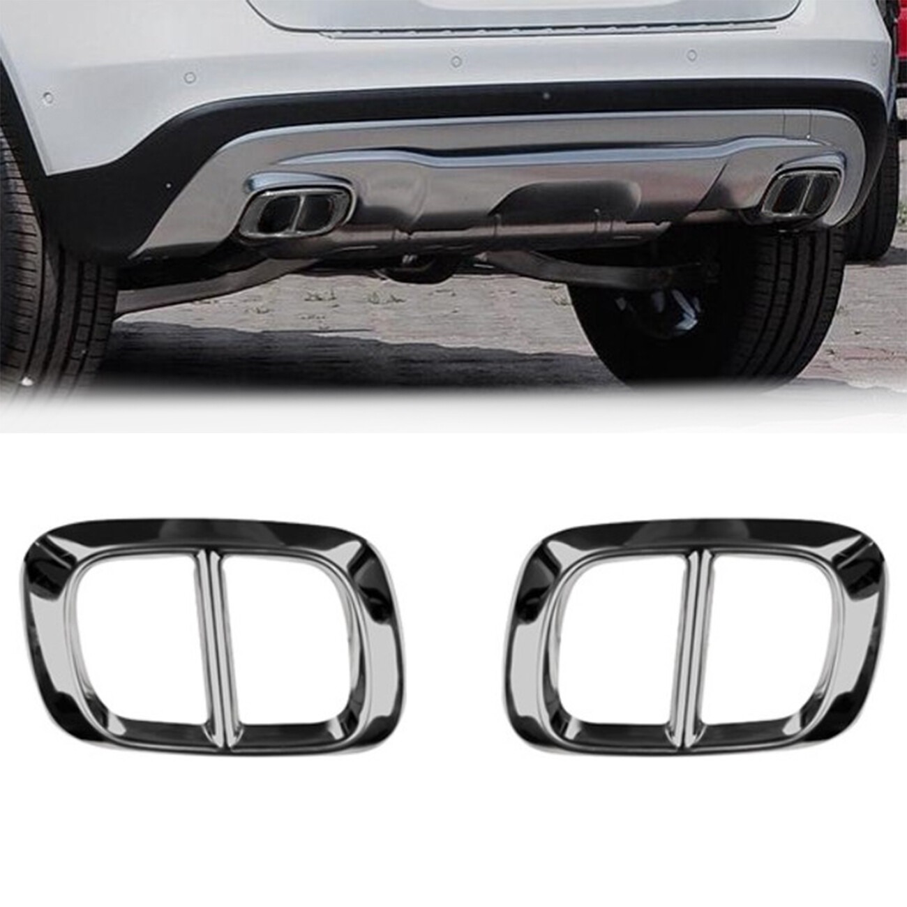 Gloss Black Stainless Exhaust Muffler Tip Cover Fits 2020–2026 Mercedes-Benz X247 GLB250