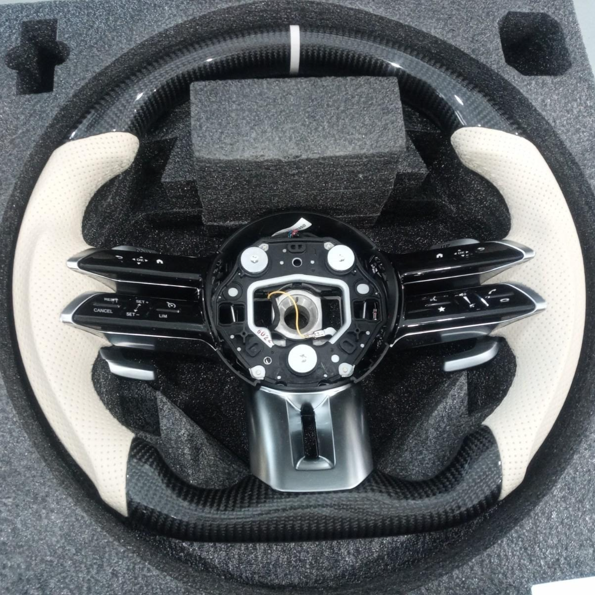 Carbon Fiber Steering Wheel Beige for Mercedes-Benz AMG CLA, A35, E53, GLA45, G63 & SL Models