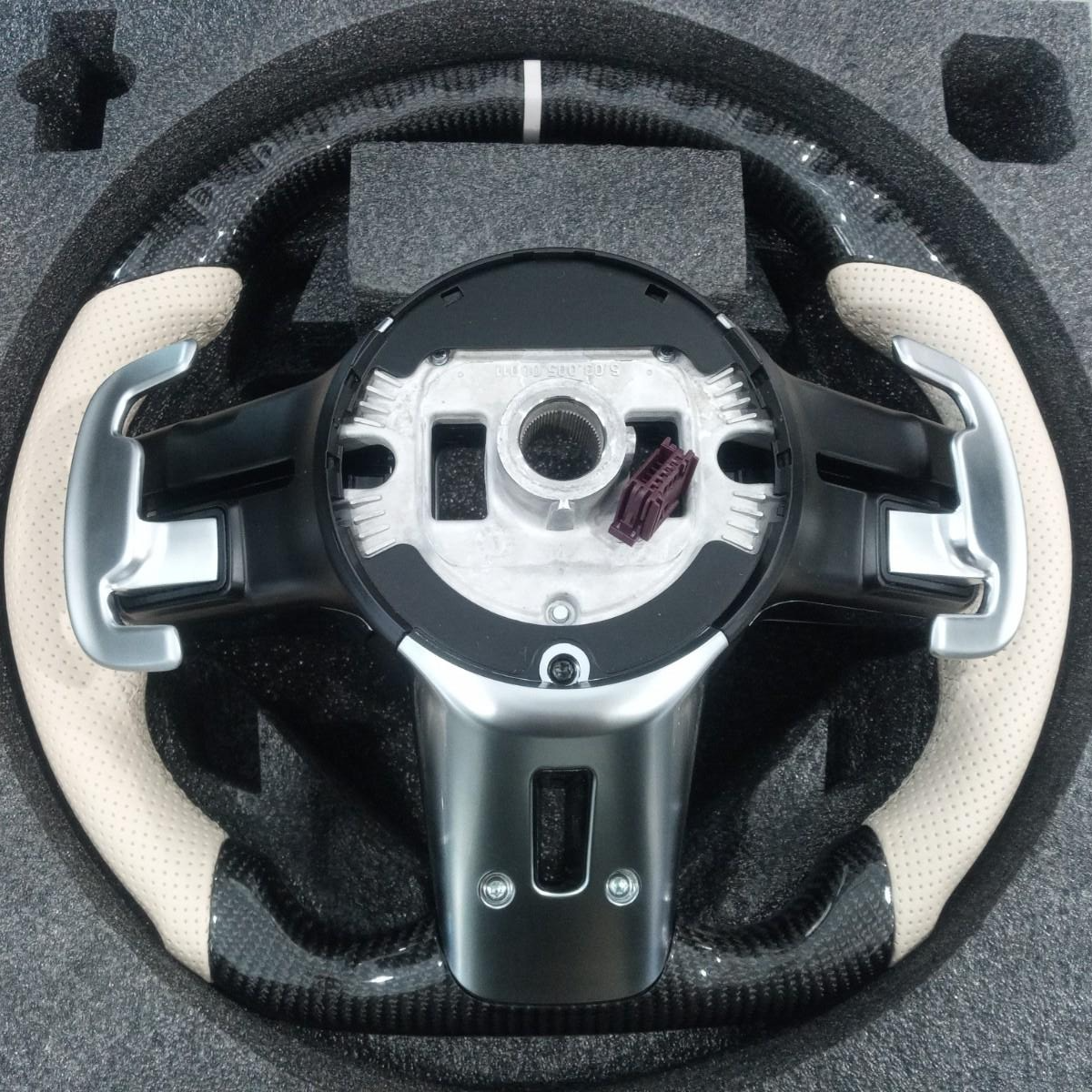 Carbon Fiber Steering Wheel Beige for Mercedes-Benz AMG CLA, A35, E53, GLA45, G63 & SL Models view 2