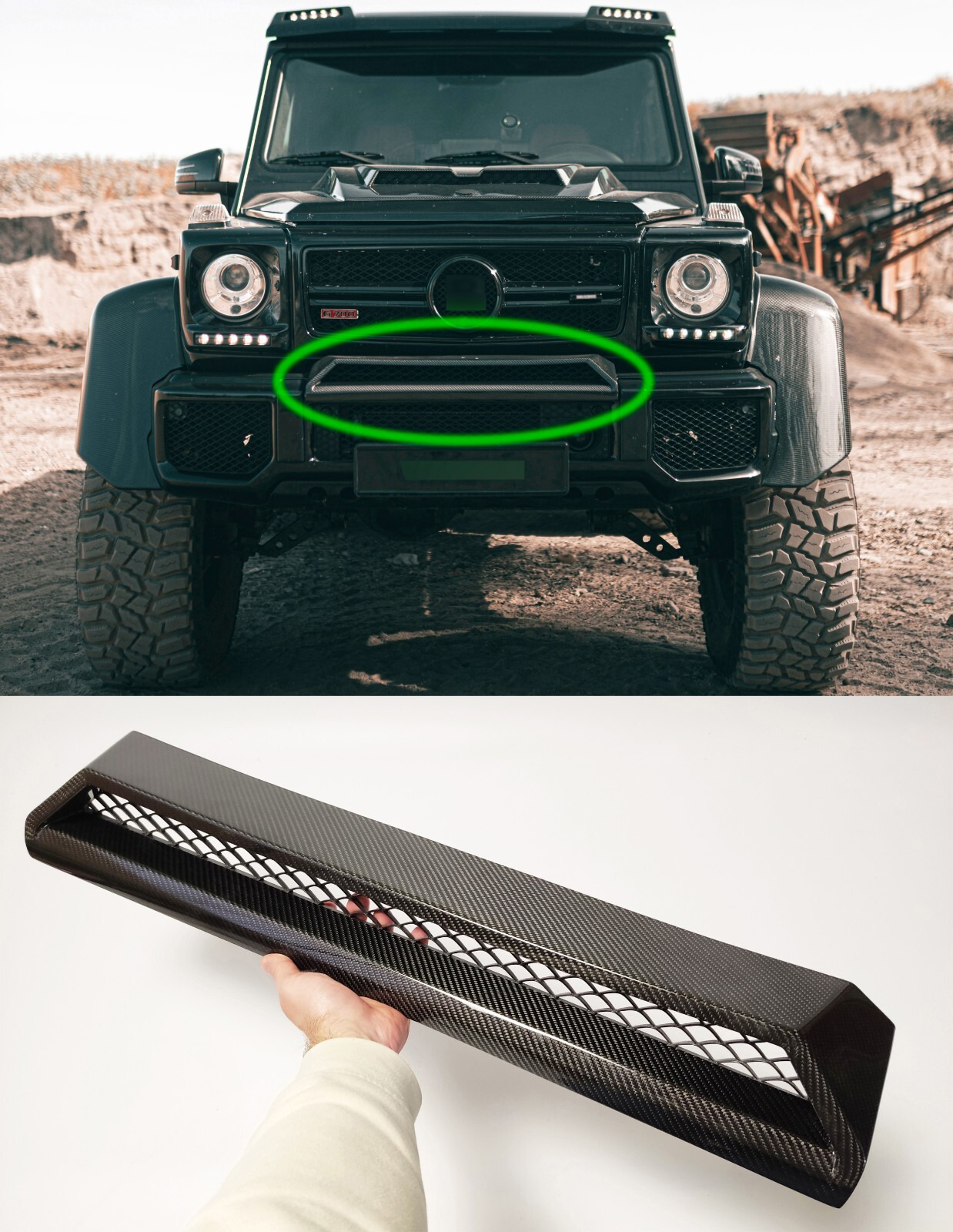 G Wagon Carbon Fiber Front Bumper Scoop Upper Trim Fits Mercedes-Benz G-Class W463