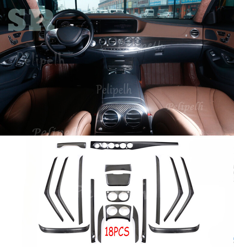 Mercedes-Benz S-Class W222 Dry Carbon Fiber Interior Console Trim Cover Kit
