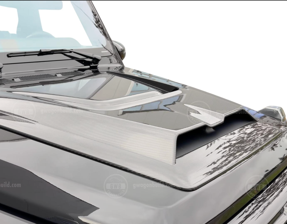 G-Wagon/Wagen Brabus 800 Style Exposed Dry Carbon Fiber Hood Scoop – 2025+ G-Class W465 view 3